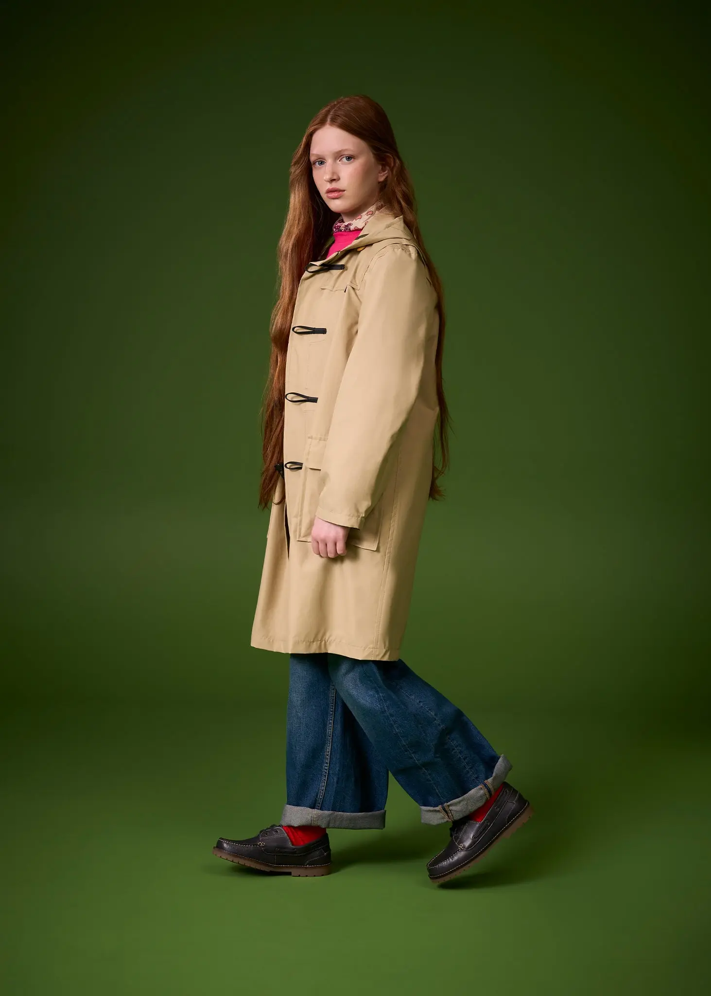 Children's Gabardine Showerproof Duffle Coat Navy - Image 4