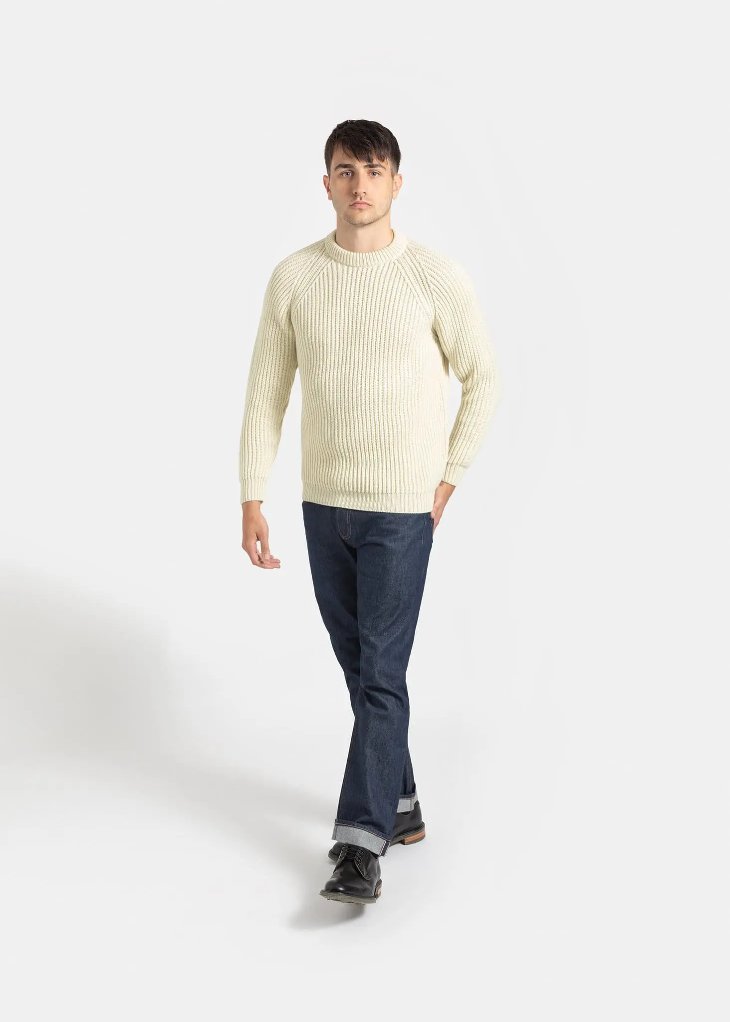 Men's Fisherman Jumper Ecru - Image 3