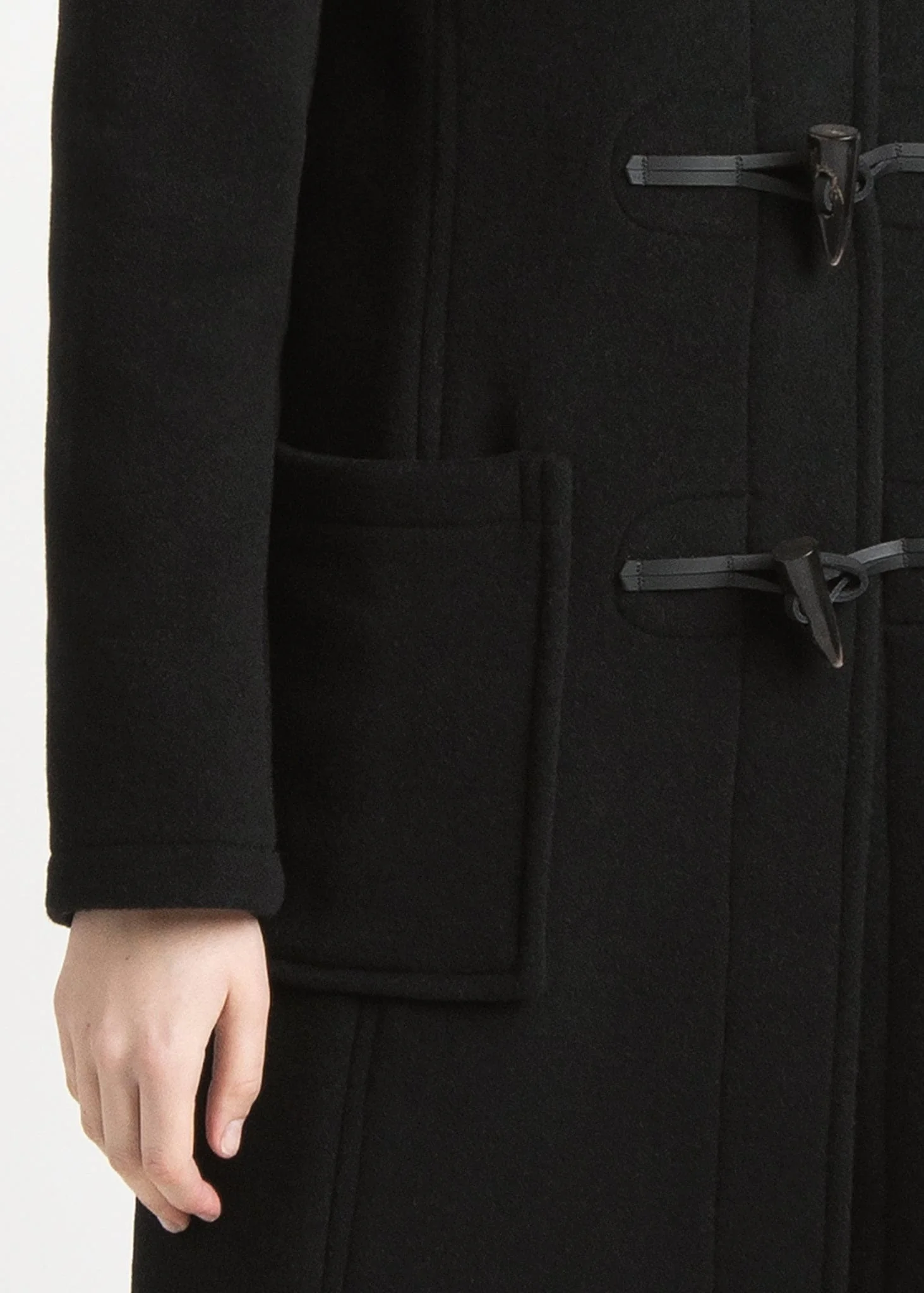 Women's Long Slim Fit Freda Duffle Coat Black Royal Stewart - Image 3