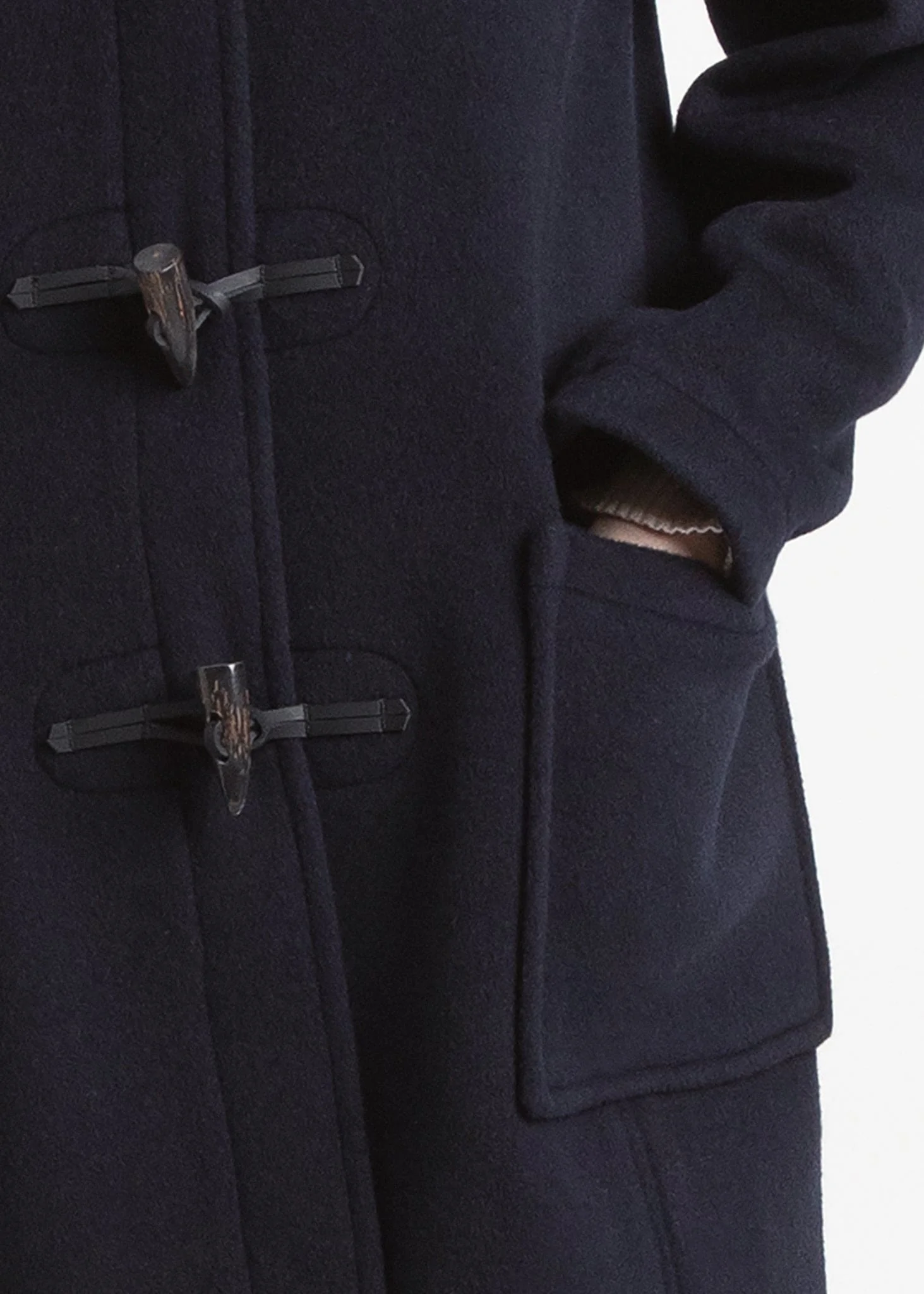 Women's Long Slim Fit Freda Duffle Coat Navy Black Watch - Image 3