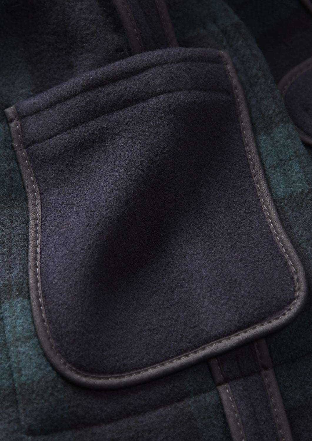 Women's Long Slim Fit Freda Duffle Coat Navy Black Watch - Image 6